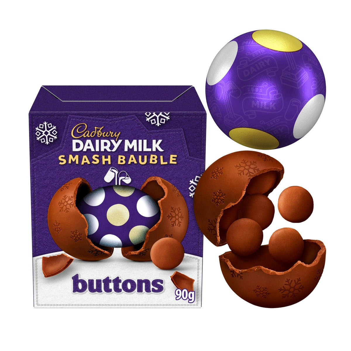 Cadbury Dairy Milk Smash Bauble Buttons 90g - Blighty's British Store