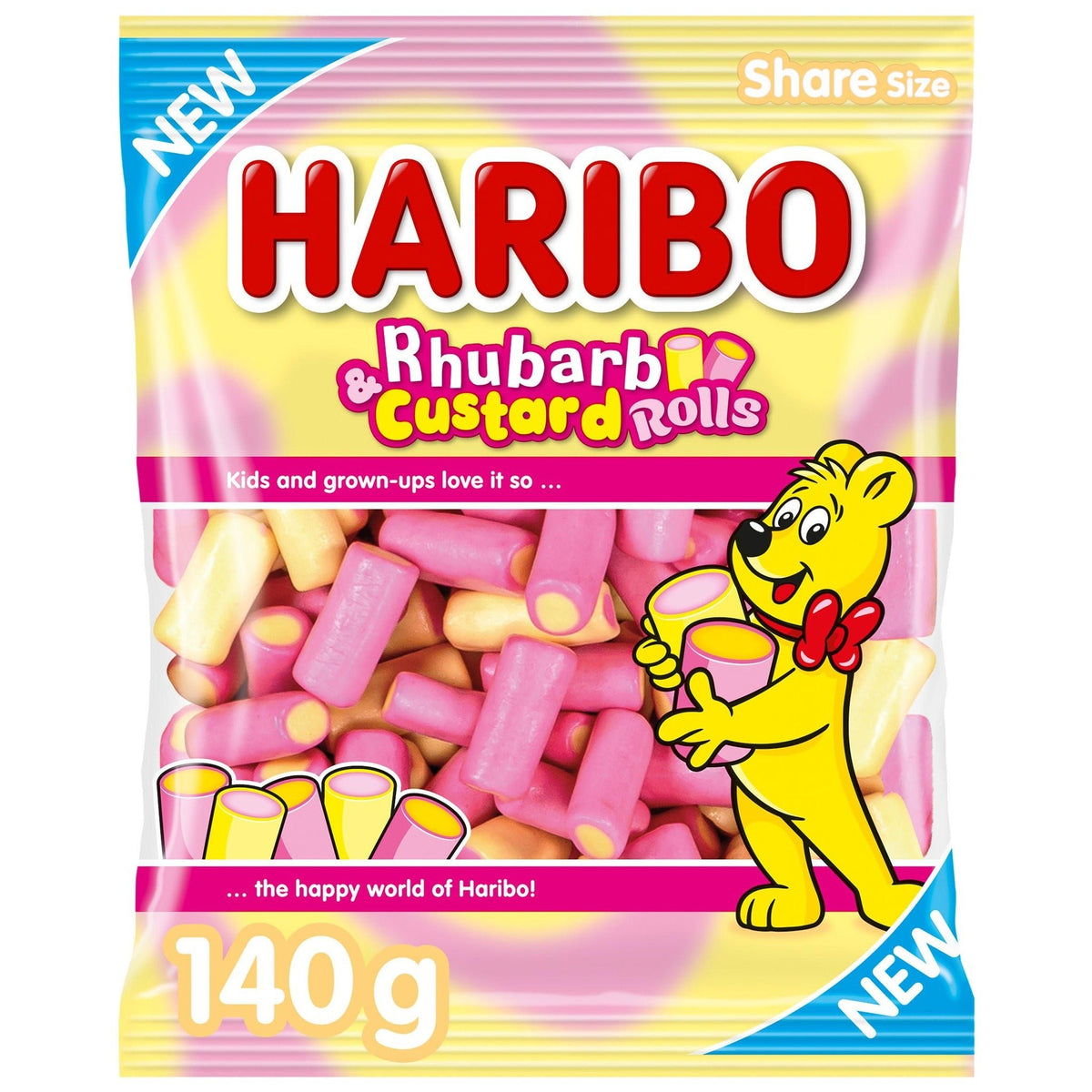 Haribo Rhubarb & Custard Rolls 140g - Blighty's British Store