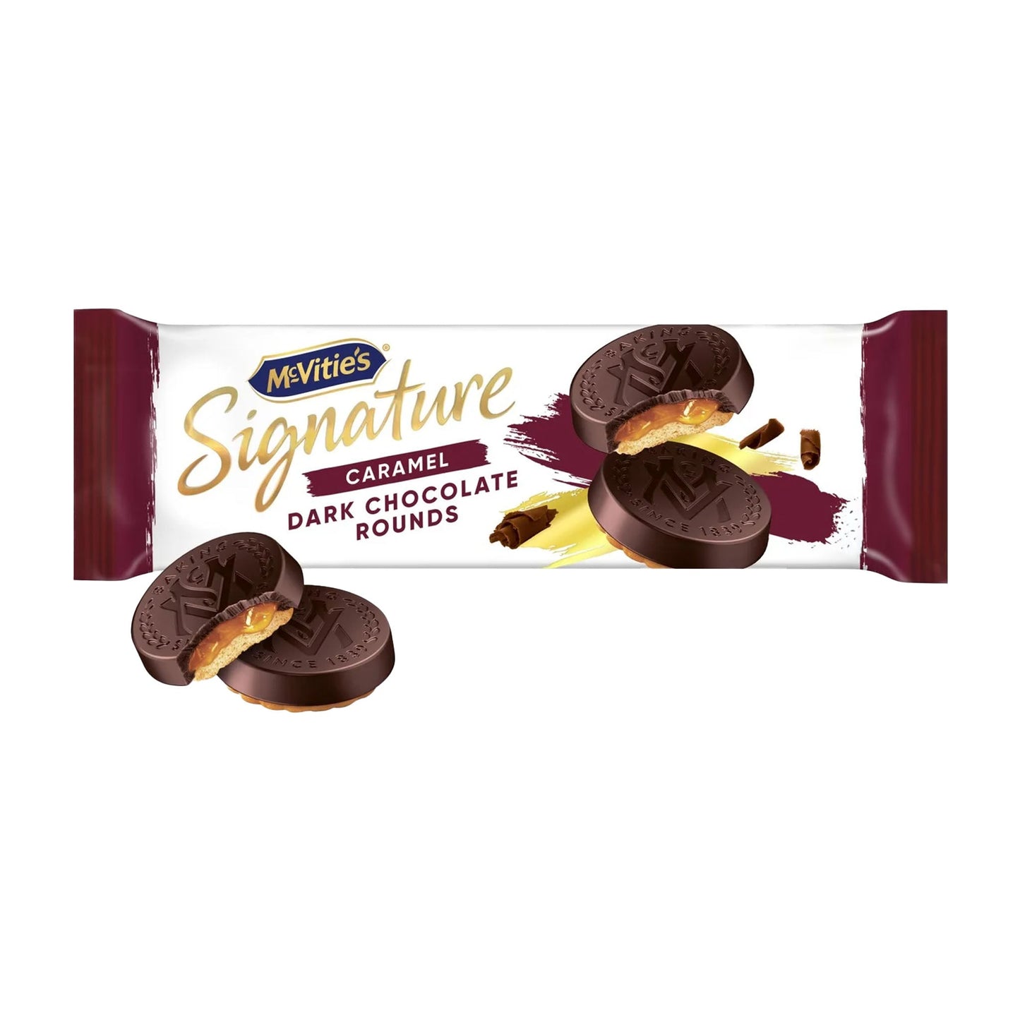 McVitie's Signature Caramel Dark Chocolate Rounds 109g - Blighty's British Store