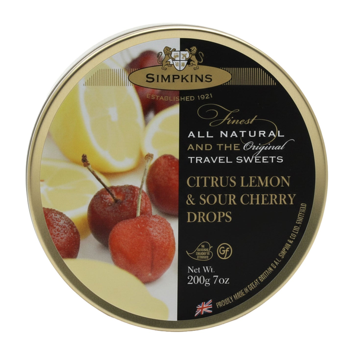Simpkins Citrus Lemon & Sour Cherry Drops 200g - Blighty's British Store