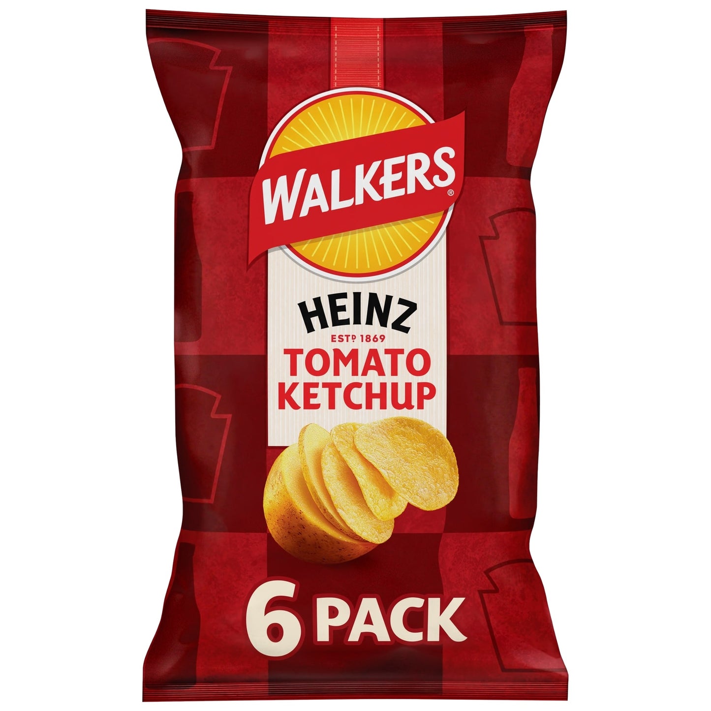 Walkers Heinz Tomato Ketchup Crisps 6 Pack (6 x 25g)