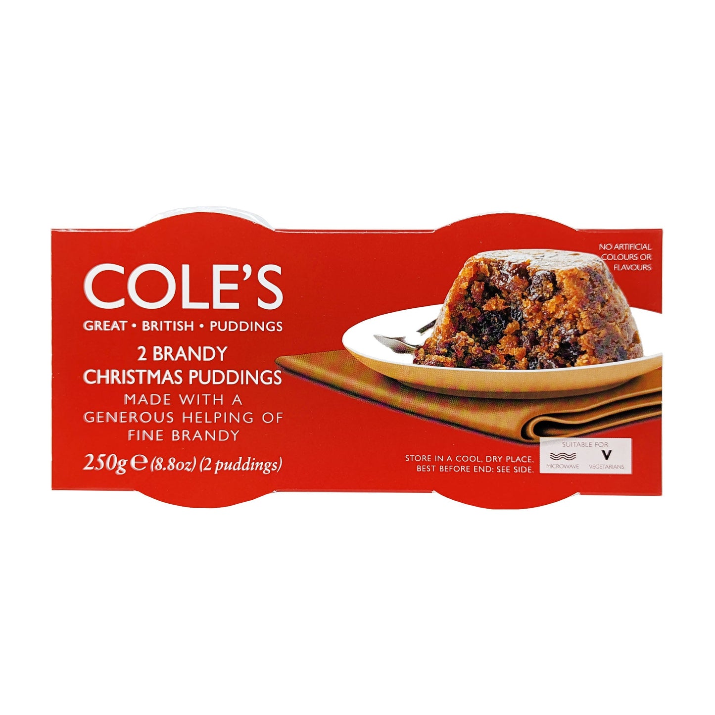 Cole's 2 Brandy Christmas Puddings 250g - Blighty's British Store
