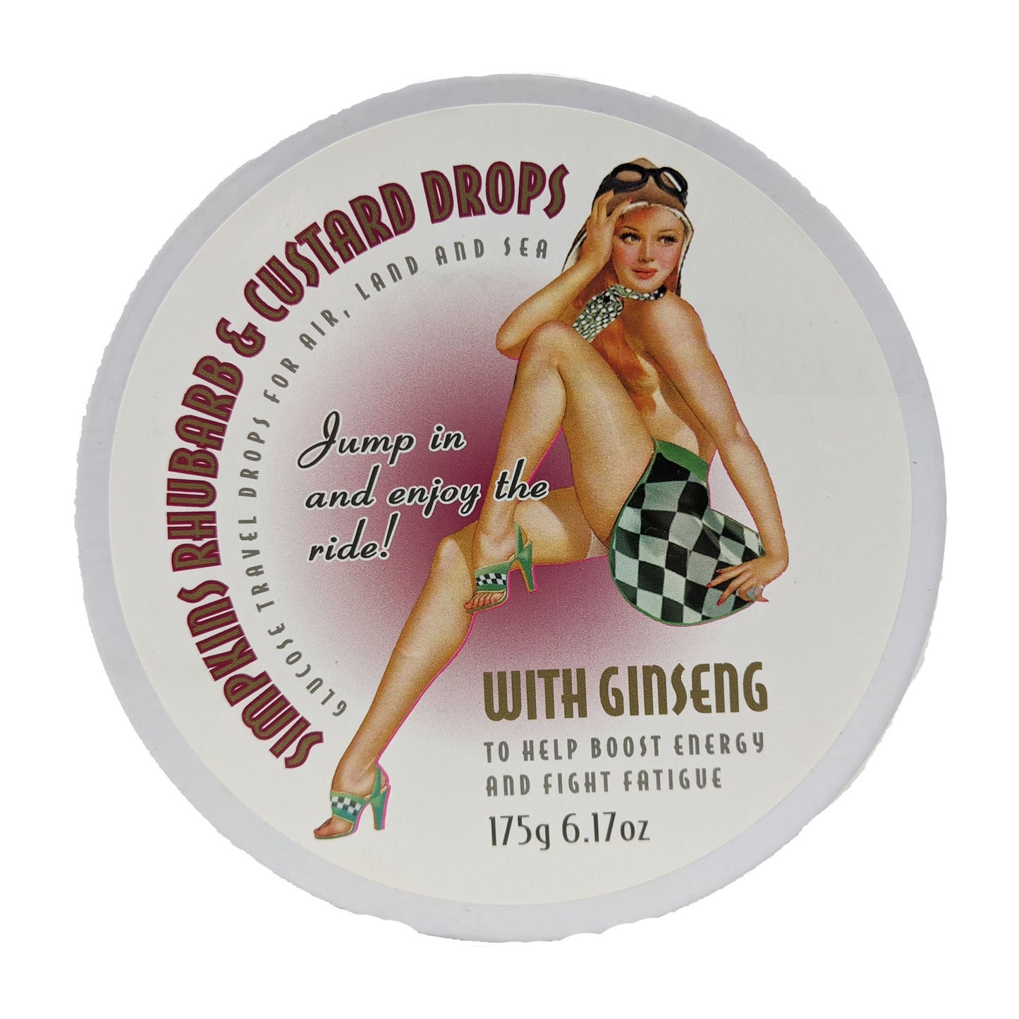 Simpkins Rhubarb & Custard Drops with Ginseng 175g - Blighty's British Store