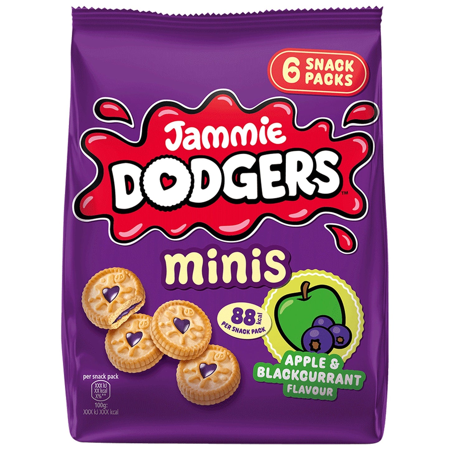 Burton's Jammie Dodgers Apple & Blackcurrant Minis 6 Pack 120g - Blighty's British Store