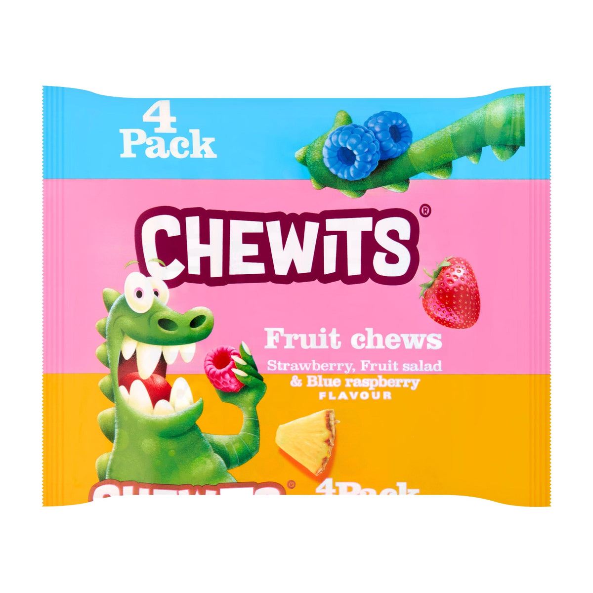 Chewits Strawberry, Fruit Salad & Blue Raspberry 4 Pack (4 x 30g) - Blighty's British Store
