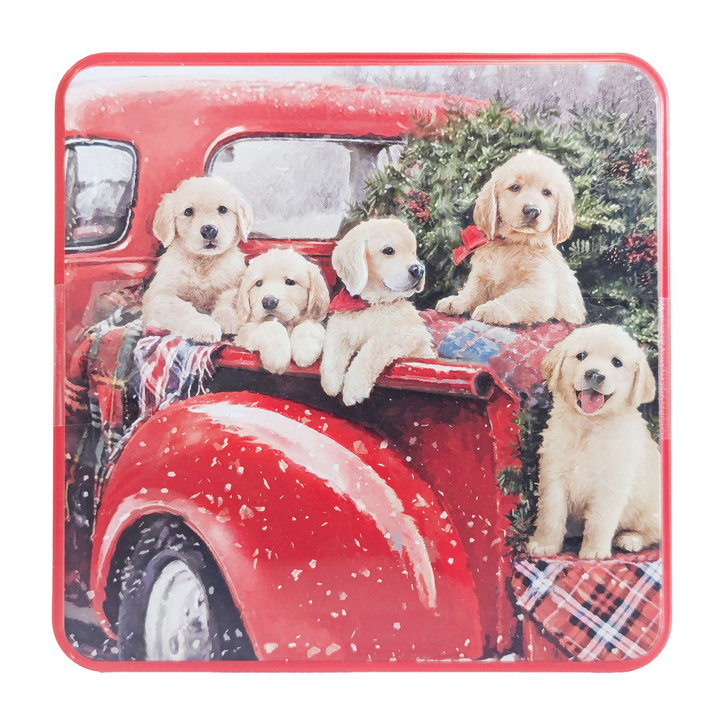 Grandma Wild's Embossed Puppies in a Van Biscuit Tin 160g - Blighty's British Store