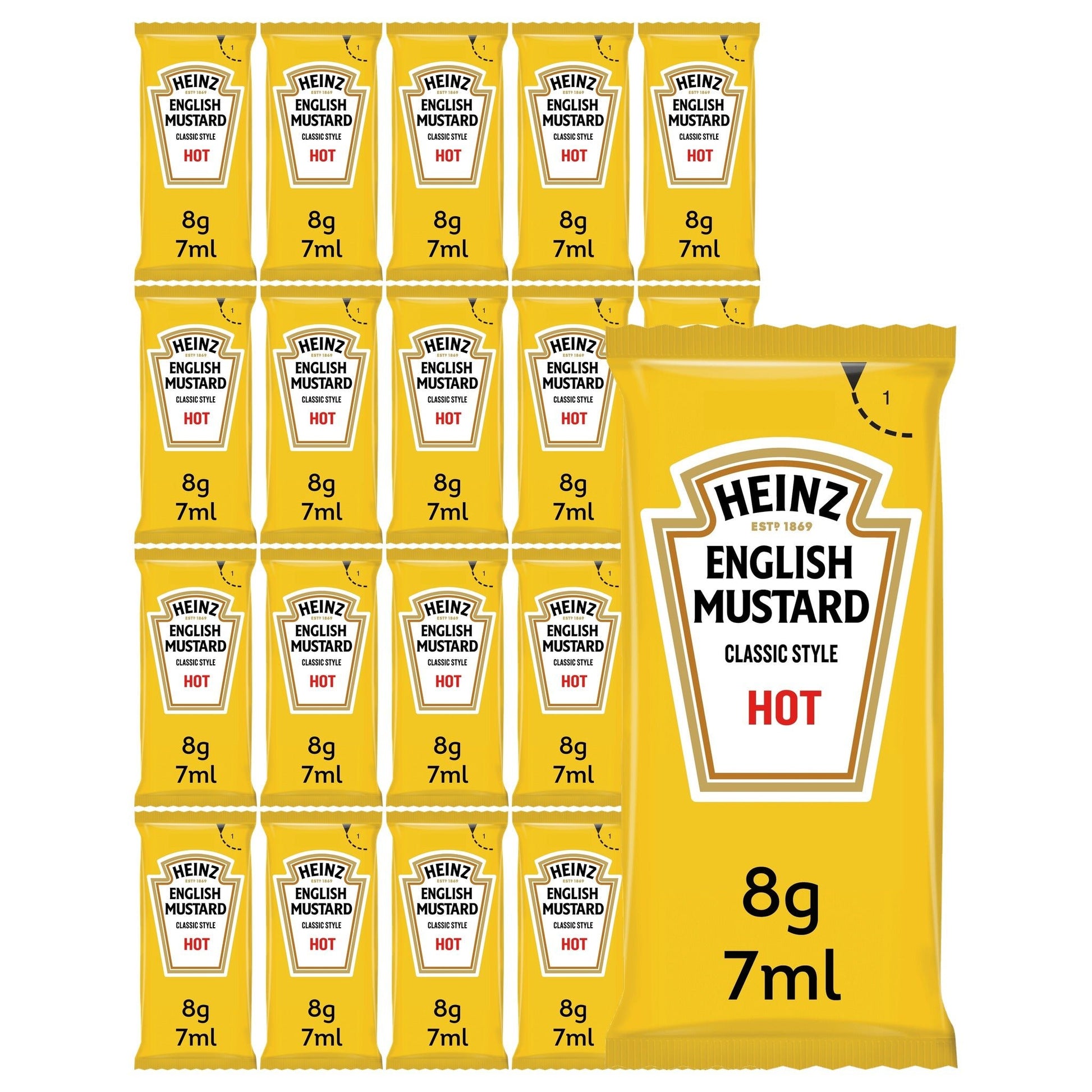Heinz English Mustard Sachets 20 Pack (20 x 7ml) - Blighty's British Store