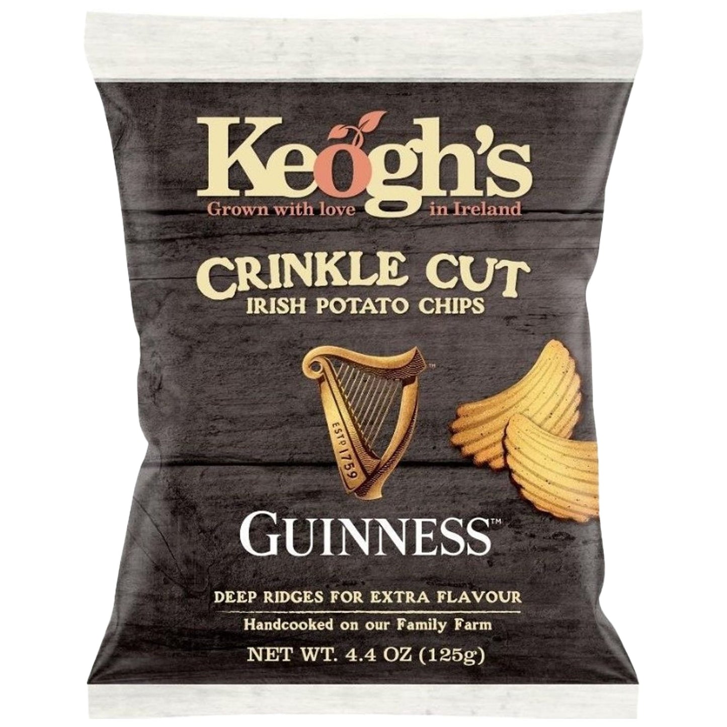 Keogh's Crinkle Cut Guinness Irish Potato Crisps 125g - Blighty's British Store