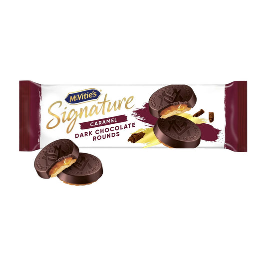 McVitie's Signature Caramel Dark Chocolate Rounds 109g - Blighty's British Store