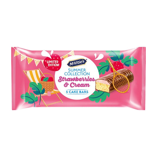 McVitie's Summer Collection Strawberries & Cream Cake Bars 5 Pack (5 x 24.5g) - Blighty's British Store