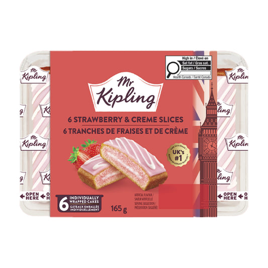Mr Kipling 6 Strawberry & Creme Slices 165g - Blighty's British Store