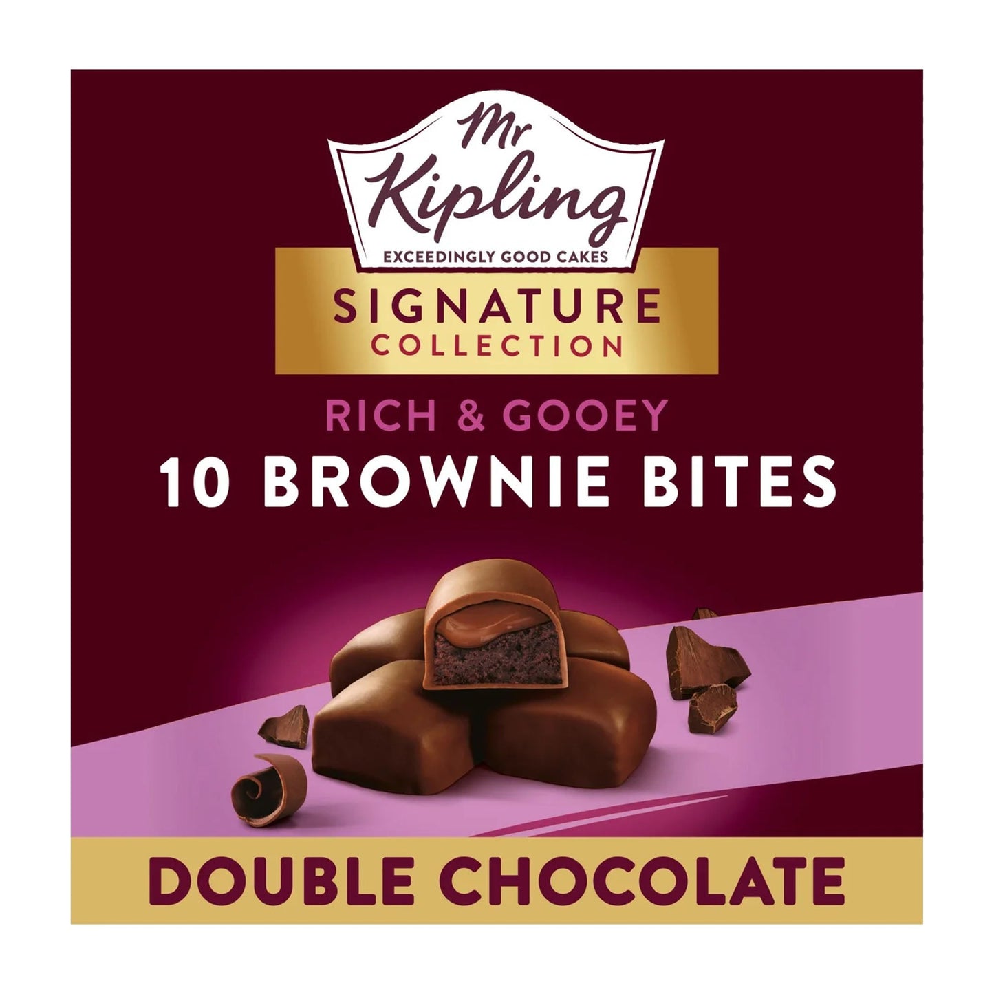 Mr Kipling Signature Double Chocolate Gooey Brownie Bites 10 Pack 150g - Blighty's British Store