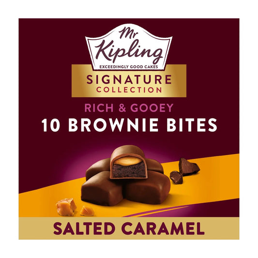 Mr Kipling Signature Salted Caramel Gooey Brownie Bites 10 Pack 150g - Blighty's British Store