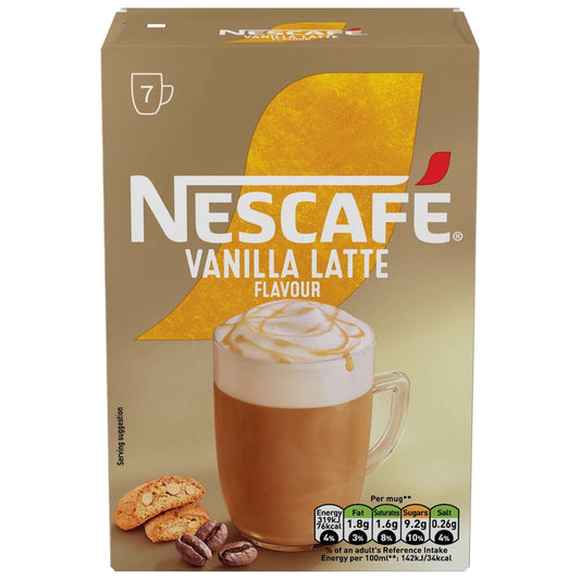 Nescafe Vanilla Latte Flavour 7 Pack 129.5g - Blighty's British Store