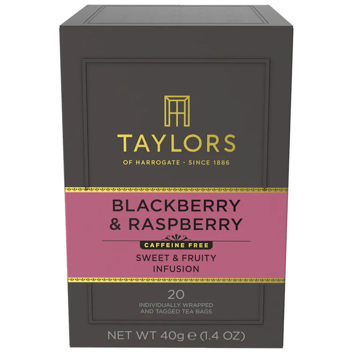 Taylors of Harrogate Blackberry & Raspberry 20 Bags 40g - Blighty's British Store