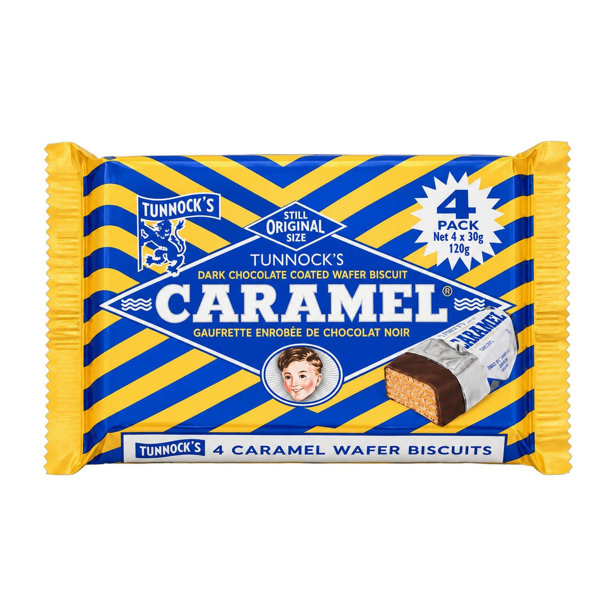 Tunnock's Dark Chocolate Caramel Wafer Biscuits 4 Pack (4 x 30g) - Blighty's British Store