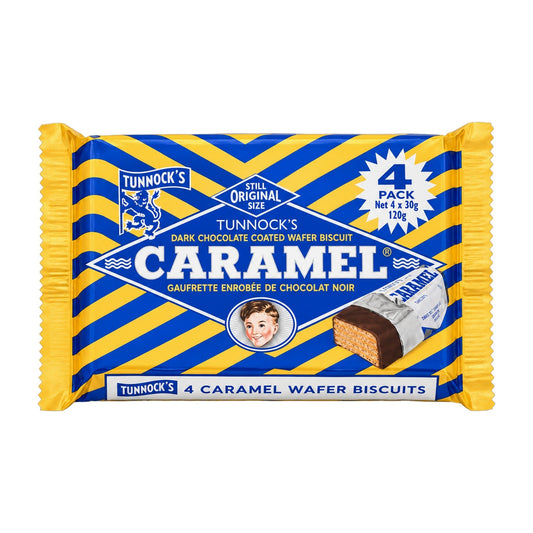 Tunnock's Dark Chocolate Caramel Wafer Biscuits 4 Pack (4 x 30g) - Blighty's British Store