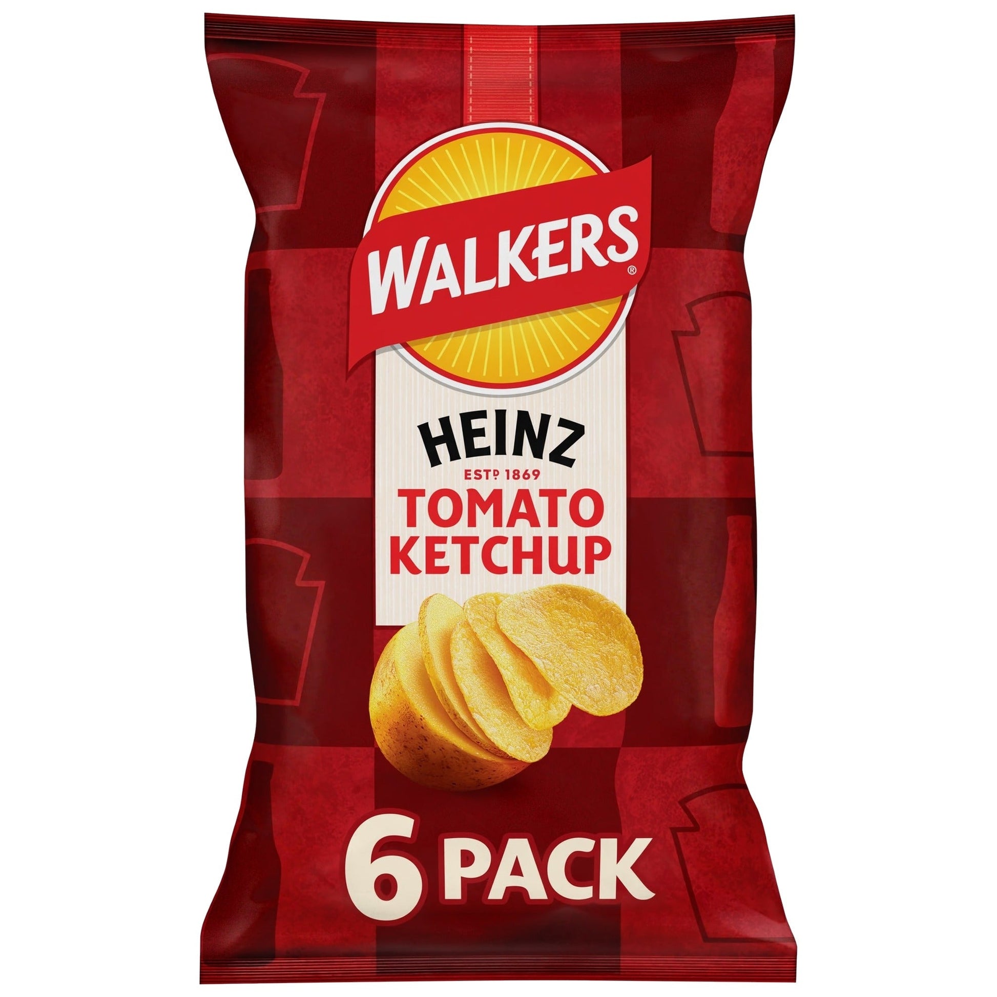 Walkers Heinz Tomato Ketchup Crisps 6 Pack (6 x 25g) - Blighty's British Store