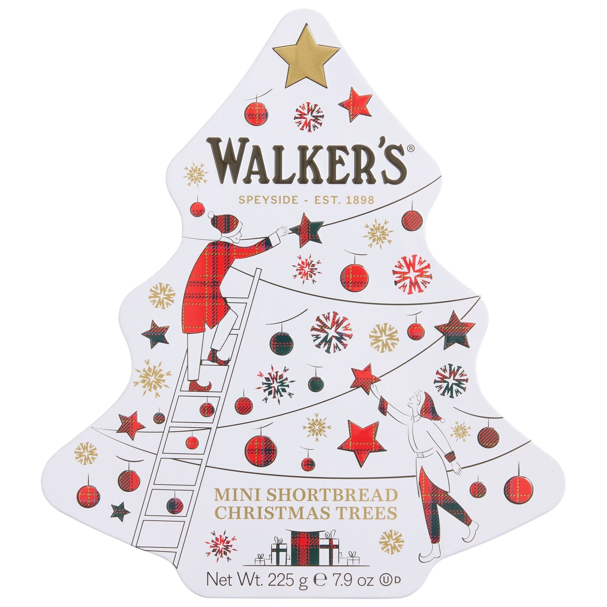 Walker's Mini Shortbread Christmas Trees Tin 225g - Blighty's British Store