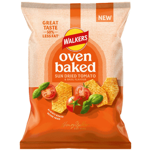 Walkers Oven Baked Sun Dried Tomato & Basil Crisps 150g - Blighty's British Store