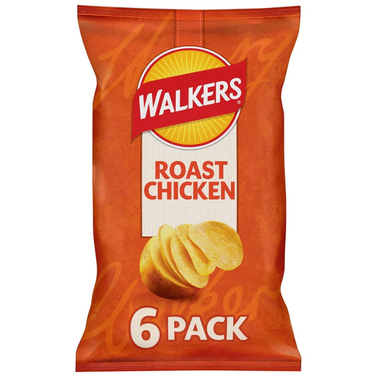 Walkers Roast Chicken Crisps 6 Pack (6 x 25g) - Blighty's British Store