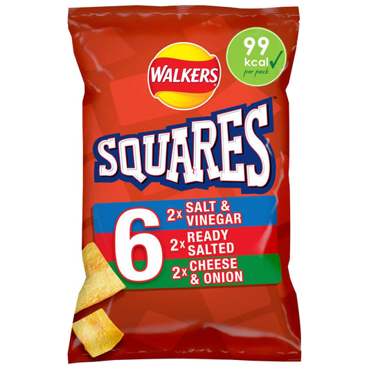 Walker's Squares Variety 6 Pack (6 x 22g) - Blighty's British Store