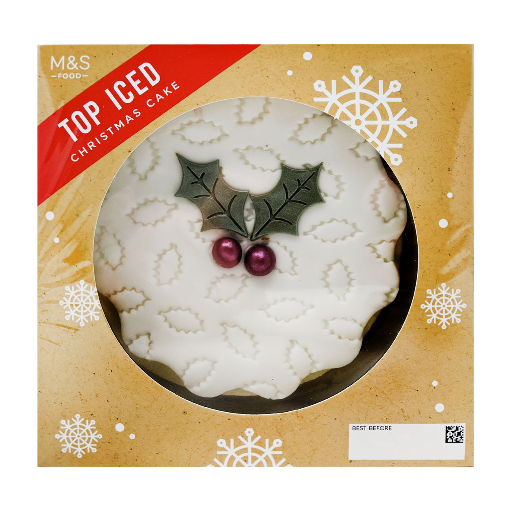 M&S Holly Top Iced Christmas Cake 835g – Blighty's British Store