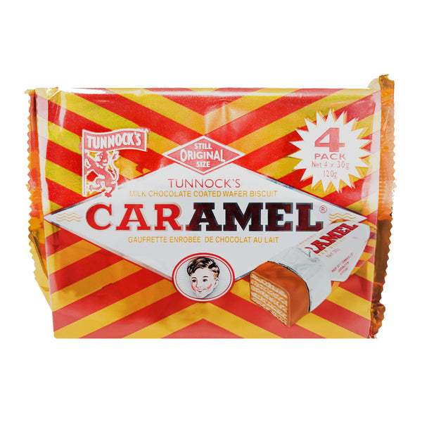 Tunnock's Milk Chocolate Caramel Wafer Biscuits 4 Pack (4 x 30g)