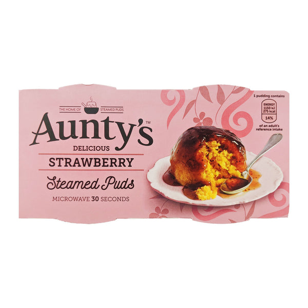 Aunty's Strawberry Steamed Puddings (2 x 95g) - Blighty's British Store
