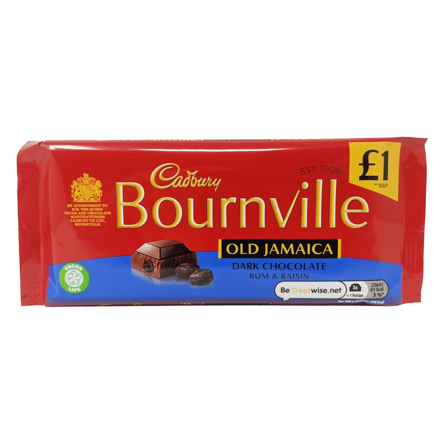 Cadbury Bournville Old Jamaica Dark Chocolate Rum & Raisin 100g - Blighty's British Store