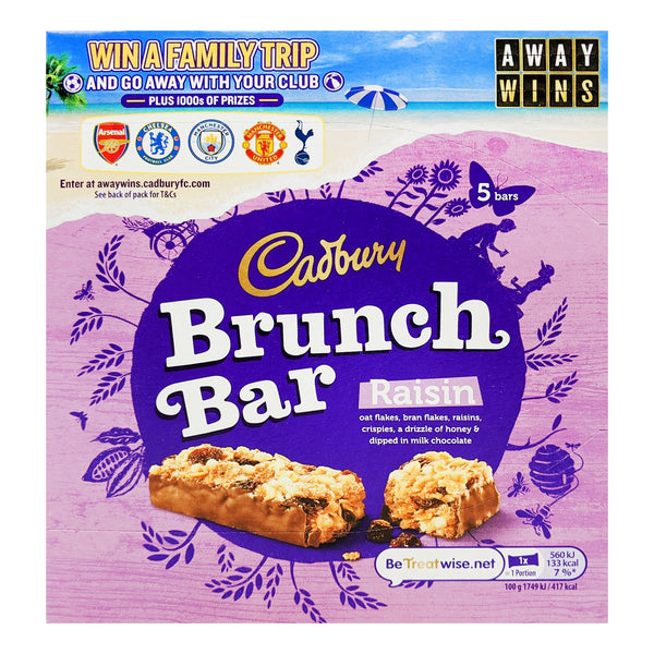 Cadbury Brunch Bar Raisin 5 Pack 160g - Blighty's British Store