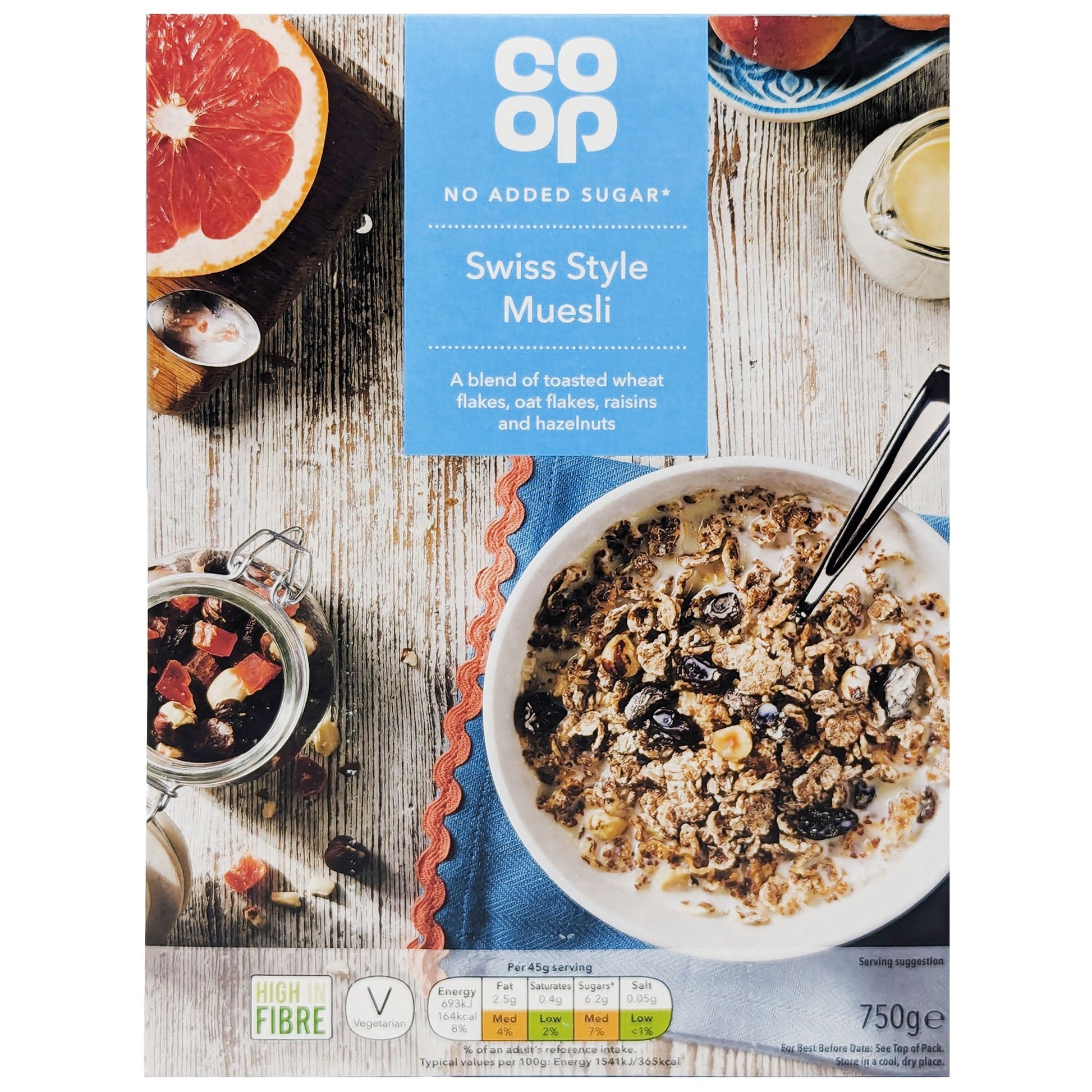 Co-op No Added Sugar Swiss Style Muesli 750g - Blighty's British Store
