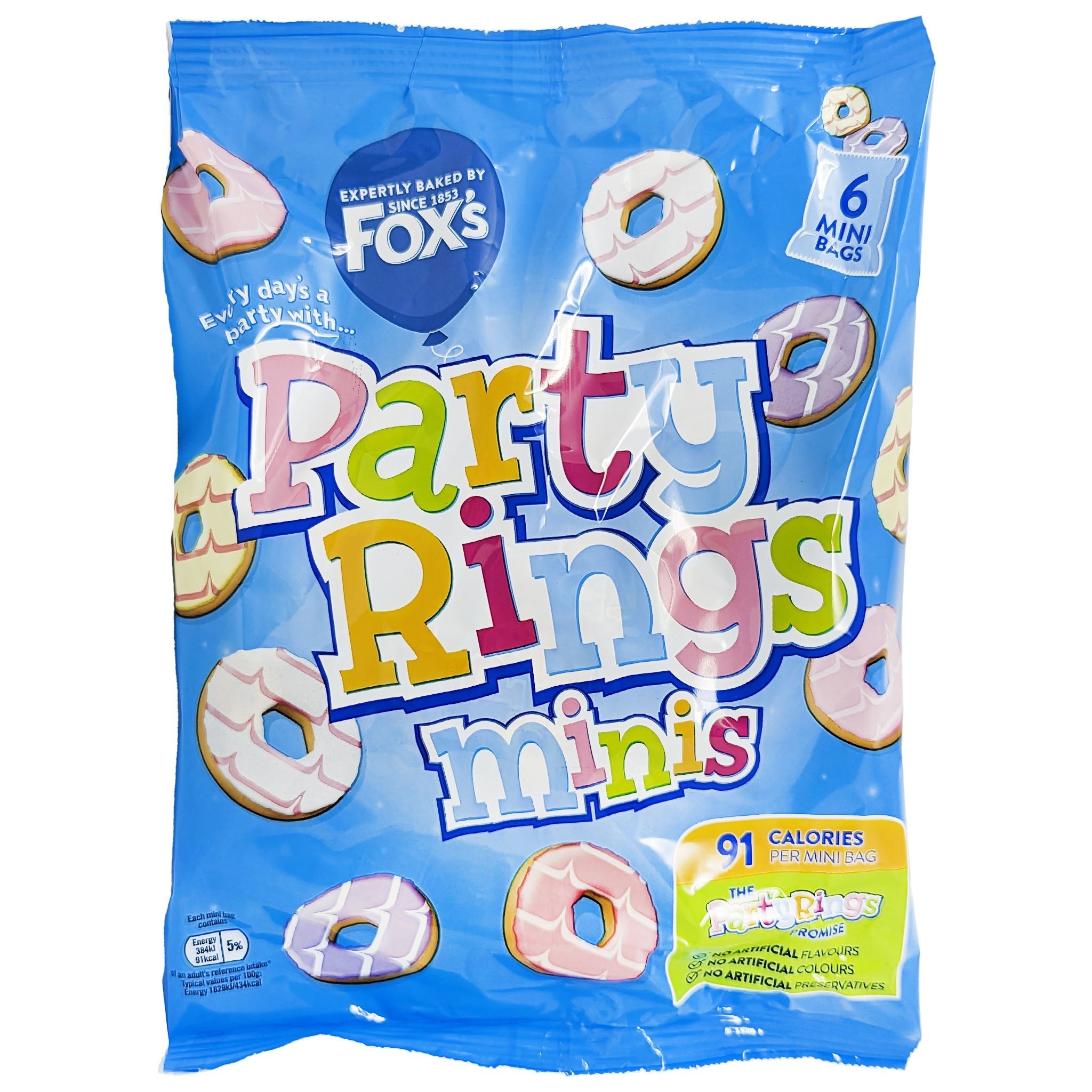 Party Rings's Fox's Party Rings Minis 6 Pack 126g – Blighty's British Store