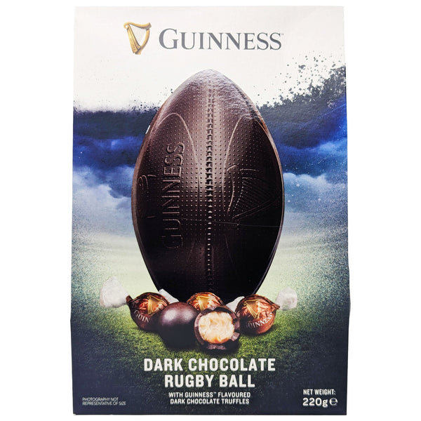 Guinness Dark Chocolate Rugby Ball 220g - Blighty's British Store