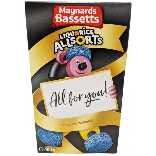 Maynards Bassetts Liquorice Allsorts Carton 400g - Blighty's British Store