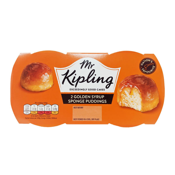 Mr. Kipling 2 Golden Syrup Sponge Puddings (2 x 95g) - Blighty's British Store