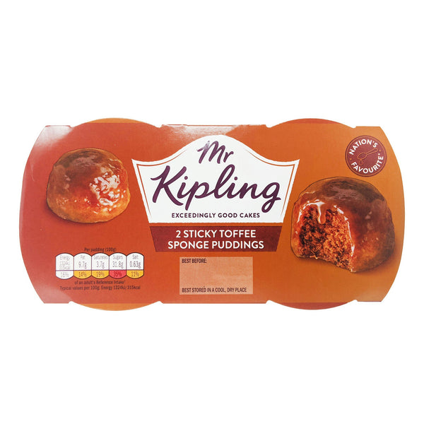 Mr. Kipling 2 Sticky Toffee Sponge Puddings (2 x 95g) - Blighty's British Store