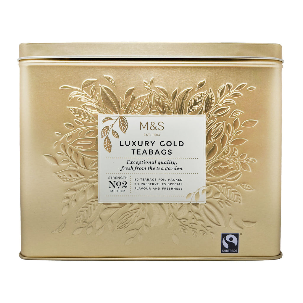 M&S Luxury Gold Teabags Tin 80 Tea Bags 250g - Blighty's British Store