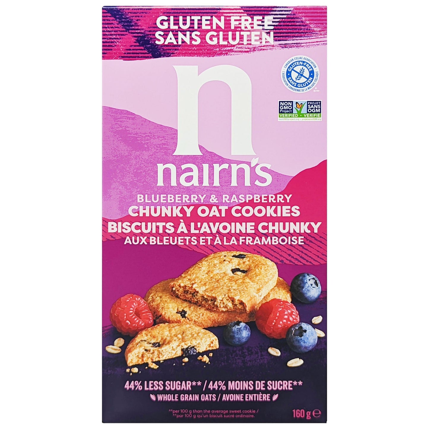 Nairn's Gluten Free Blueberry & Raspberry Chunky Oat Cookies 160g - Blighty's British Store