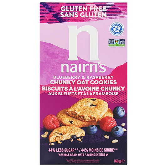 Nairn's Gluten Free Blueberry & Raspberry Chunky Oat Cookies 160g - Blighty's British Store