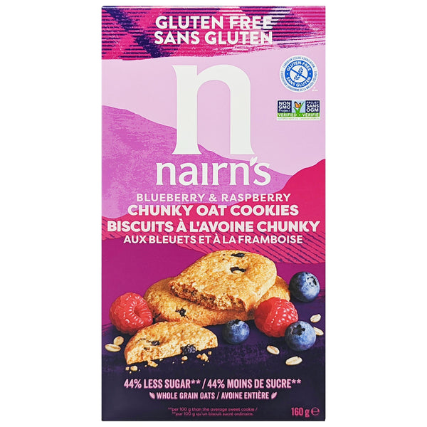 Nairn's Gluten Free Blueberry & Raspberry Chunky Oat Cookies 160g - Blighty's British Store