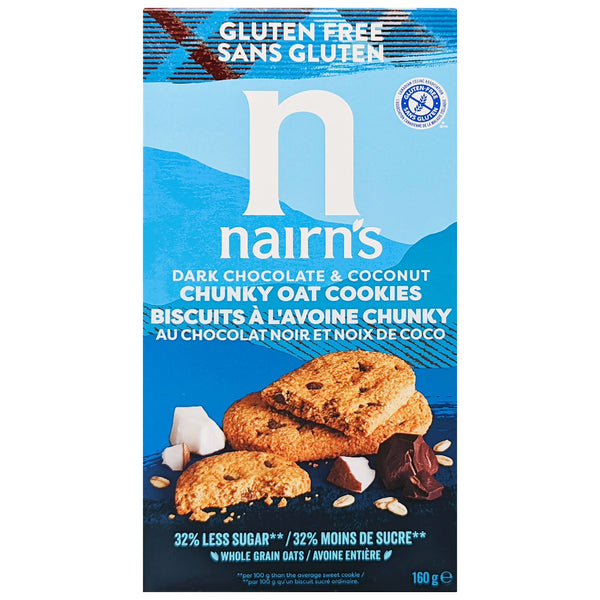 Nairn's Gluten Free Dark Chocolate & Coconut Chunky Oat Cookies 160g - Blighty's British Store