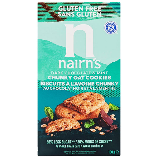 Nairn's Gluten Free Dark Chocolate & Mint Chunky Oat Cookies 160g - Blighty's British Store