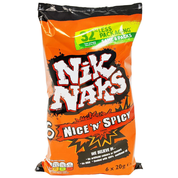 Nik Naks Nice 'n' Spicy 6 Pack (6 x 20g) - Blighty's British Store
