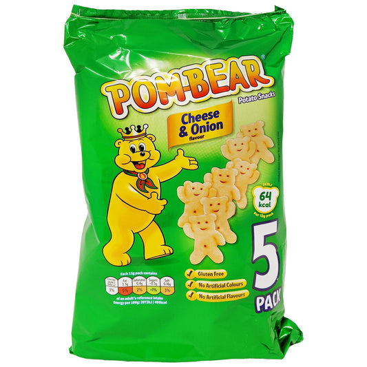 Pom-Bear Cheese & Onion 5 Pack (5 x 13g) - Blighty's British Store