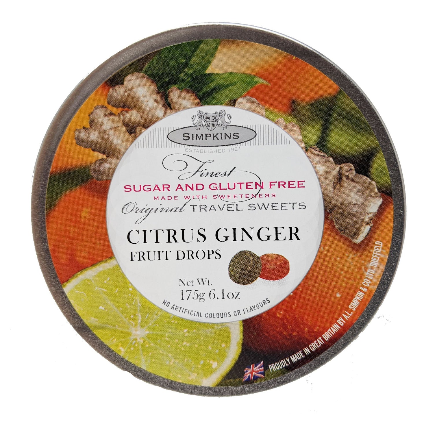 Simpkins Citrus Ginger Fruit Drops Sugar & Gluten Free 175g Blighty's