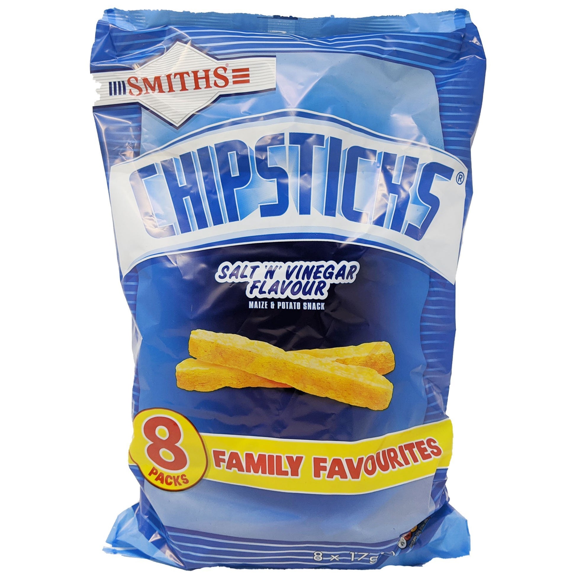 Smiths Chipsticks Salt N' Vinegar 8 Pack (8 x 17g) - Blighty's British Store