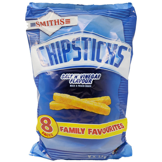 Smiths Chipsticks Salt N' Vinegar 8 Pack (8 x 17g) - Blighty's British Store