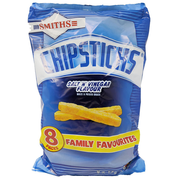 Smiths Chipsticks Salt N' Vinegar 8 Pack (8 x 17g) - Blighty's British Store