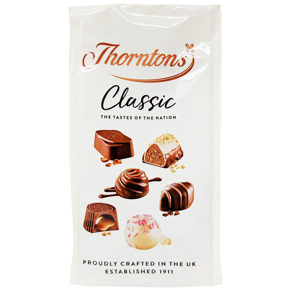 Thorntons Classic Milk, Dark & White Chocolate Pouch 88g - Blighty's British Store